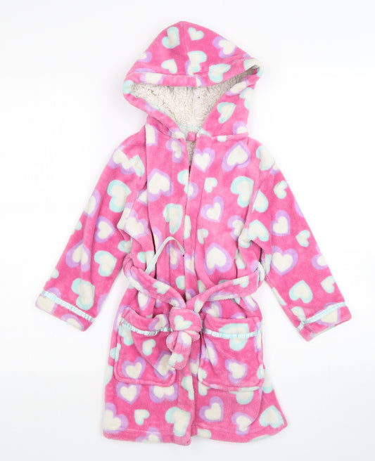 BHS Girls Multicoloured Geometric Polyester Top Gown Size 3-4 Years   - Heart pattern