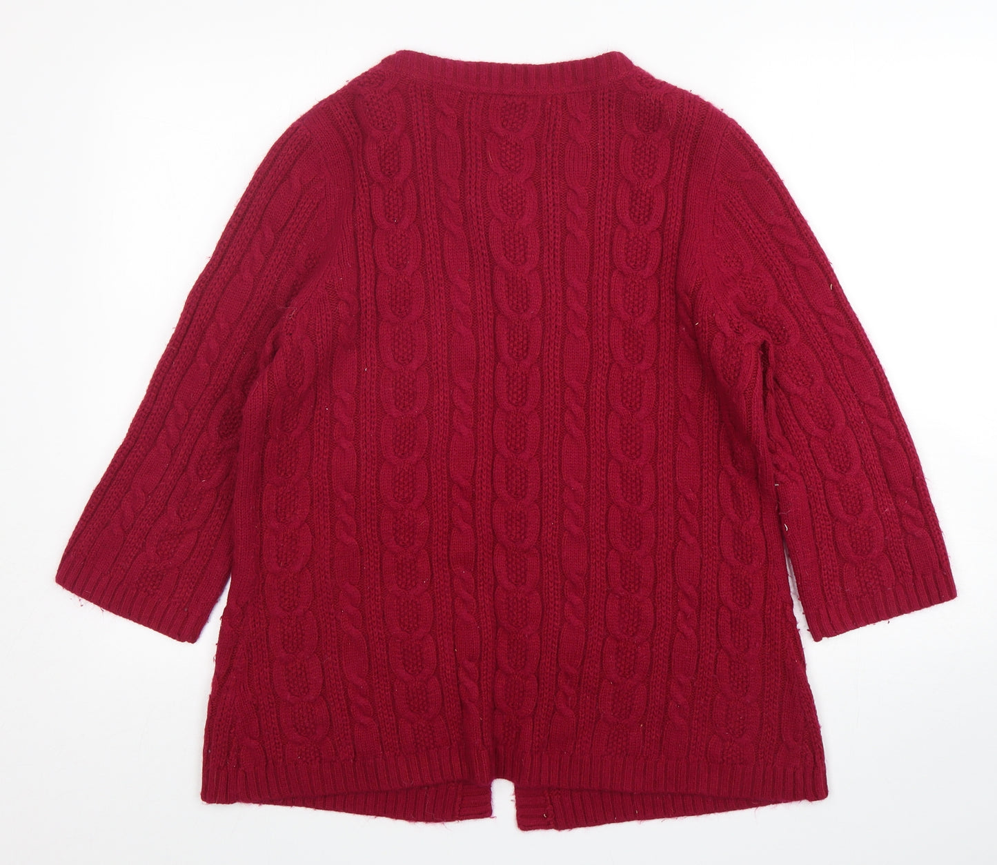 Maine New England Womens Purple Round Neck  Acrylic Cardigan Jumper Size 16