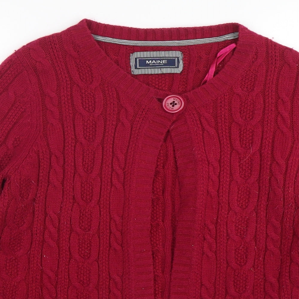 Maine New England Womens Purple Round Neck  Acrylic Cardigan Jumper Size 16
