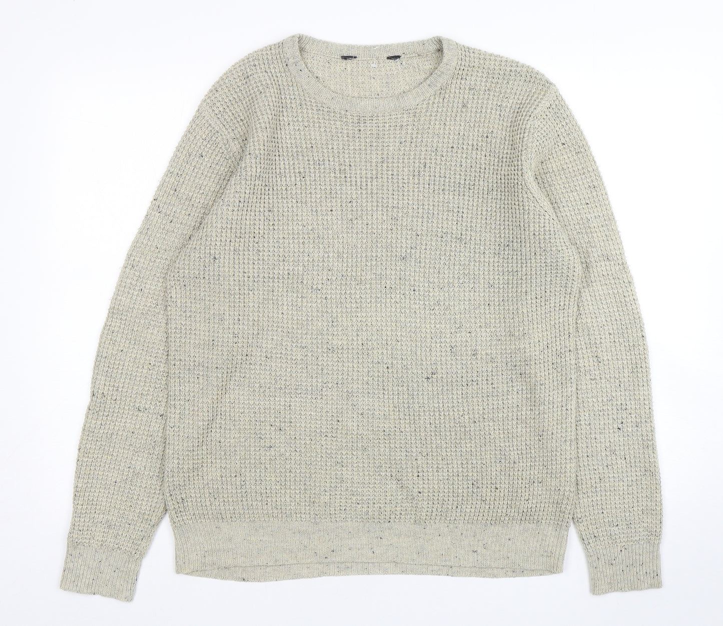 Cedar Wood State Mens Beige Round Neck  Acrylic Pullover Jumper Size S