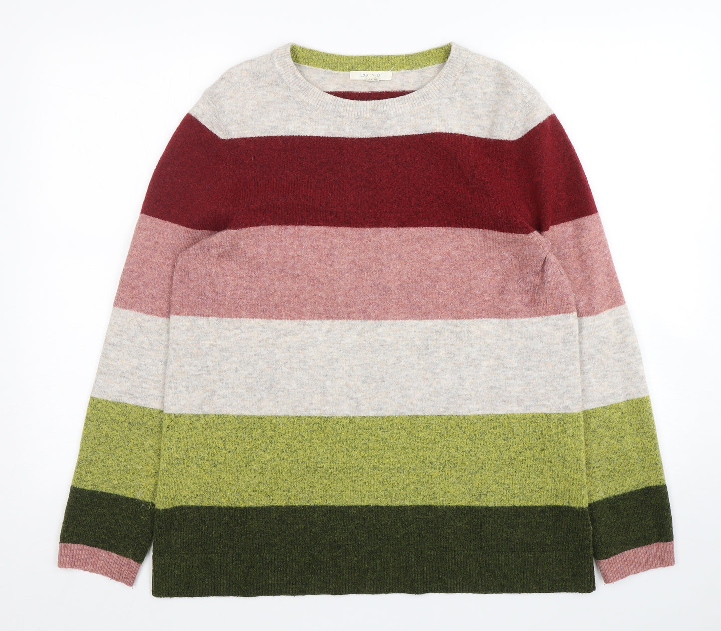 White Stuff Womens Multicoloured Round Neck Striped Acrylic Pullover Jumper Size 16