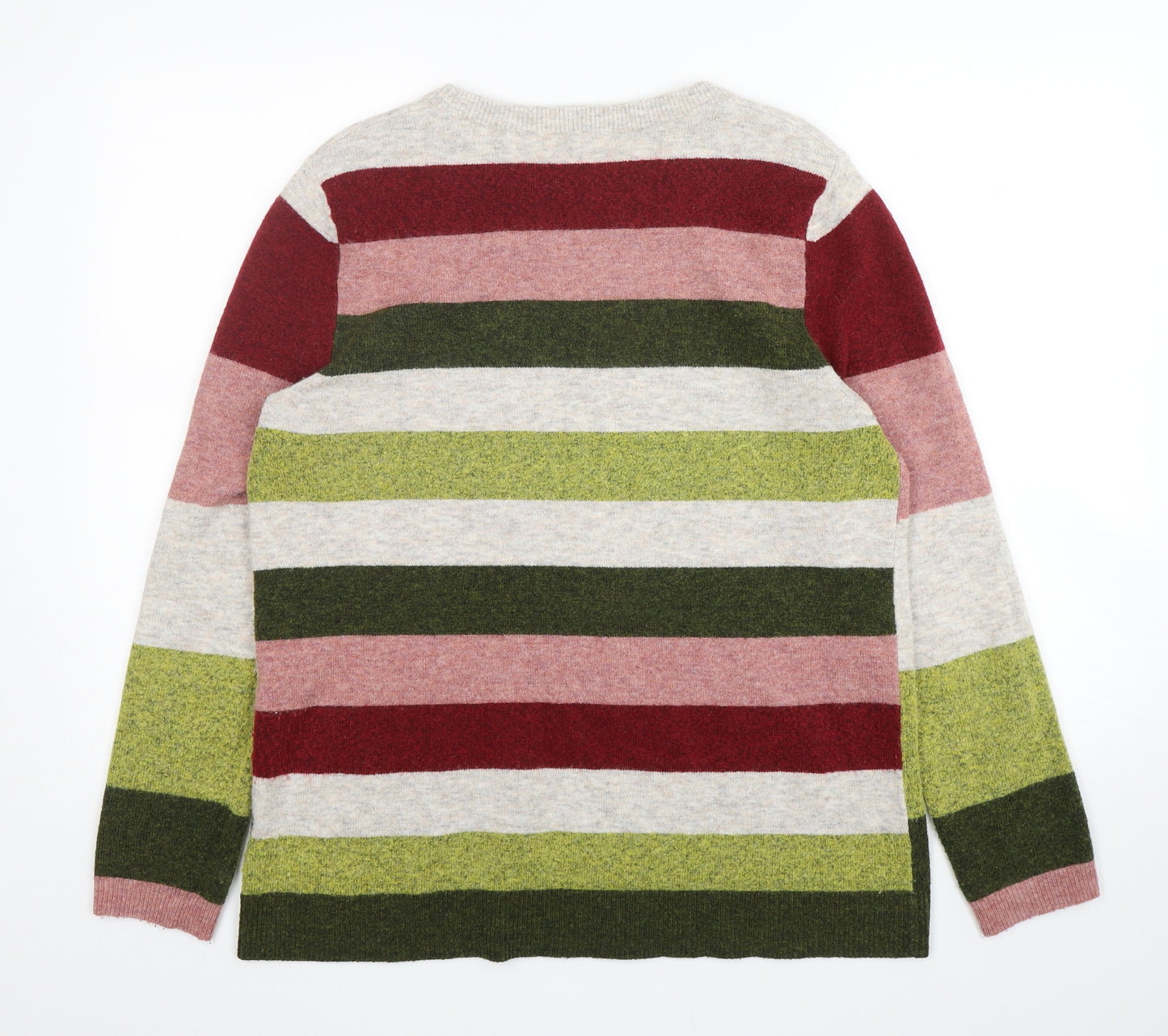 White Stuff Womens Multicoloured Round Neck Striped Acrylic Pullover Jumper Size 16