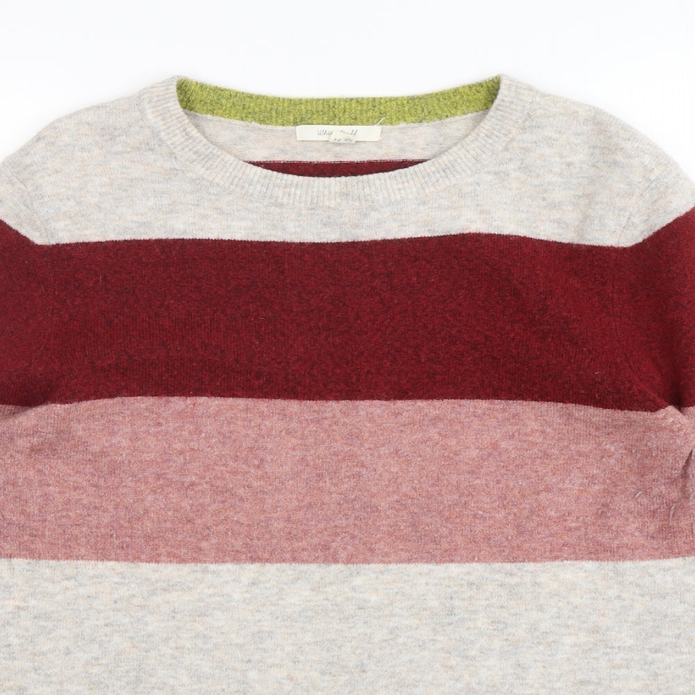 White Stuff Womens Multicoloured Round Neck Striped Acrylic Pullover Jumper Size 16