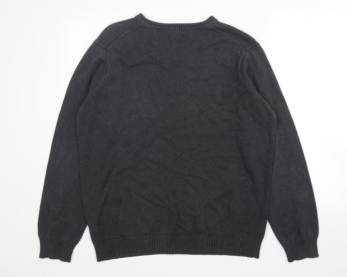 Morley Mens Grey V-Neck  Cotton Pullover Jumper Size XL