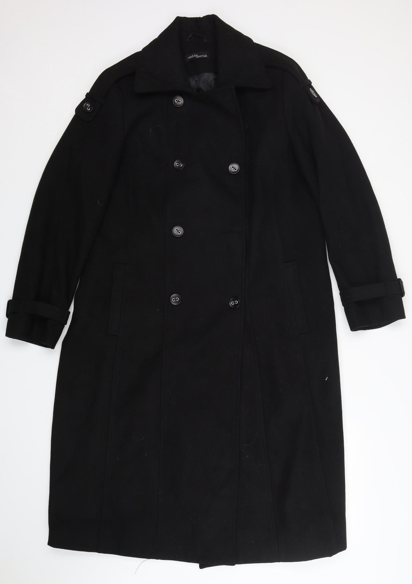 Wardrobe Essentials Womens Black   Overcoat Coat Size 16