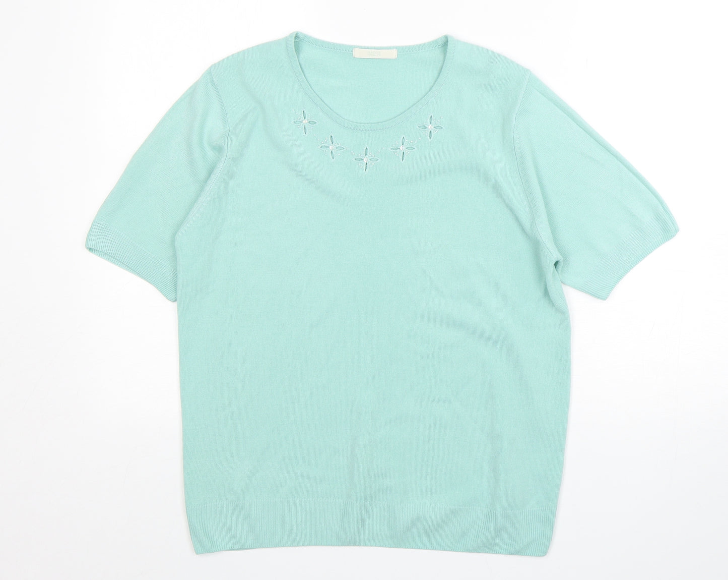 Marks and Spencer Womens Green Round Neck  Acrylic Pullover Jumper Size 16