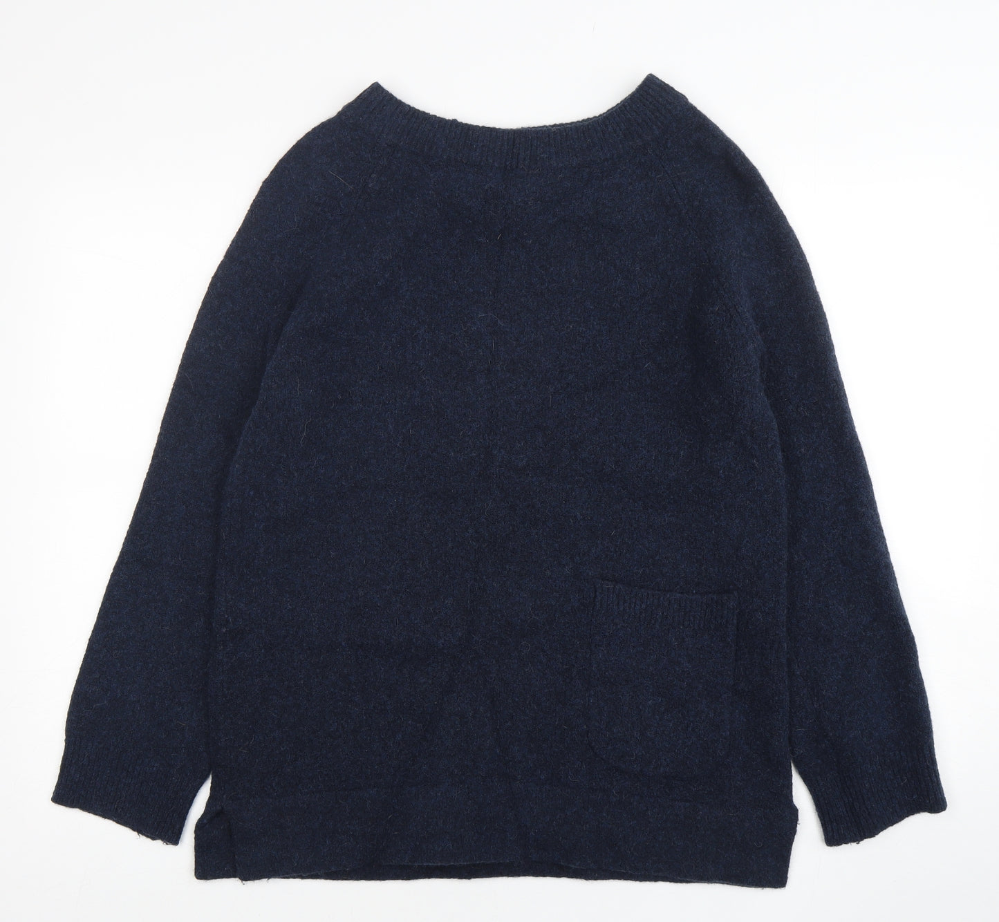 White Stuff Womens Blue Round Neck  Nylon Pullover Jumper Size 16