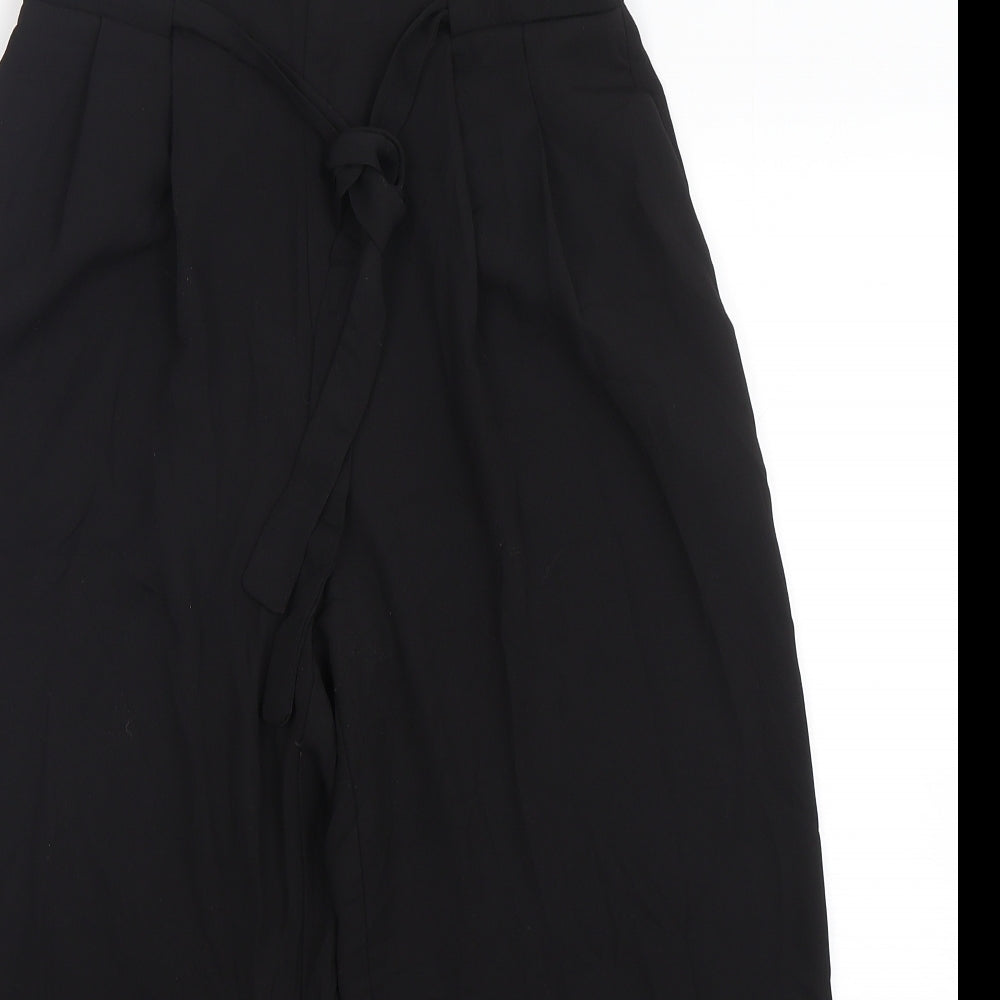 Zara Womens Black  Polyester Cropped Trousers Size S L23 in Regular