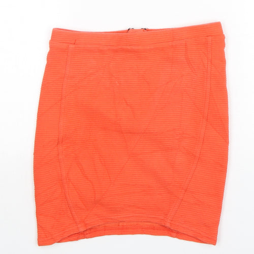 Topshop Womens Orange  Cotton Mini Skirt Size 8