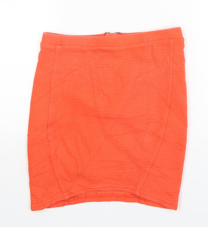 Topshop Womens Orange  Cotton Mini Skirt Size 8