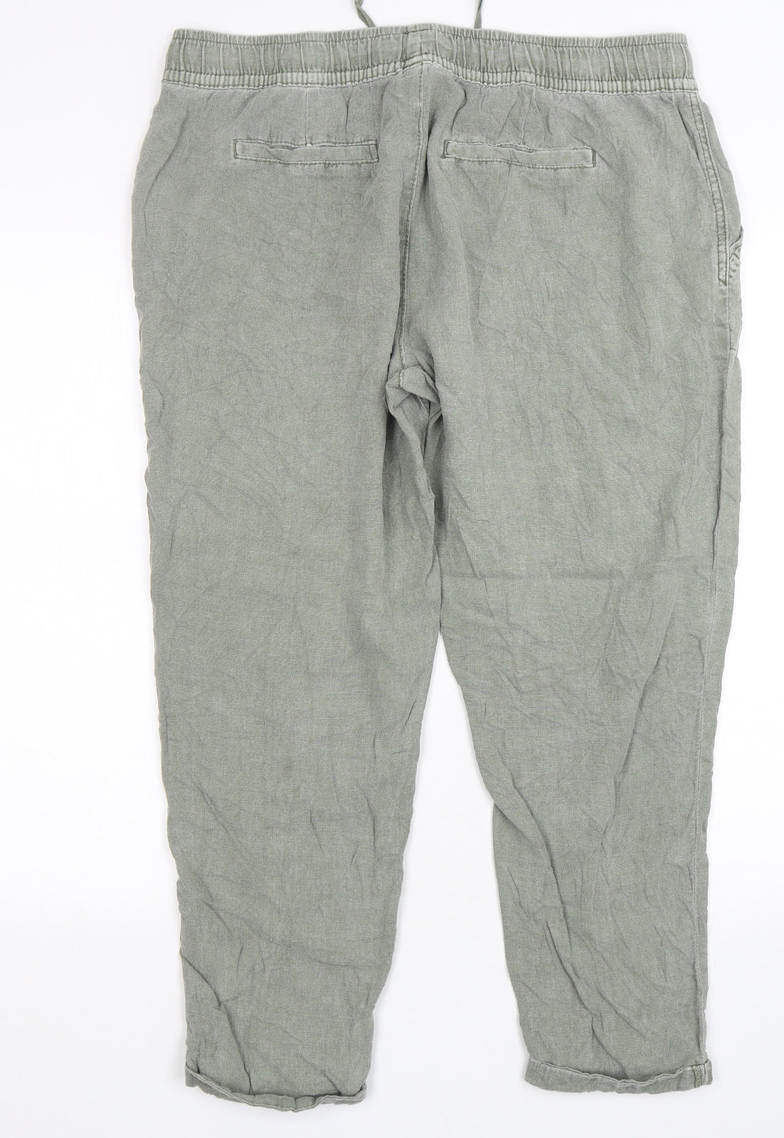 Principles  Womens Green  Linen Cropped Trousers Size 14 L27 in Regular