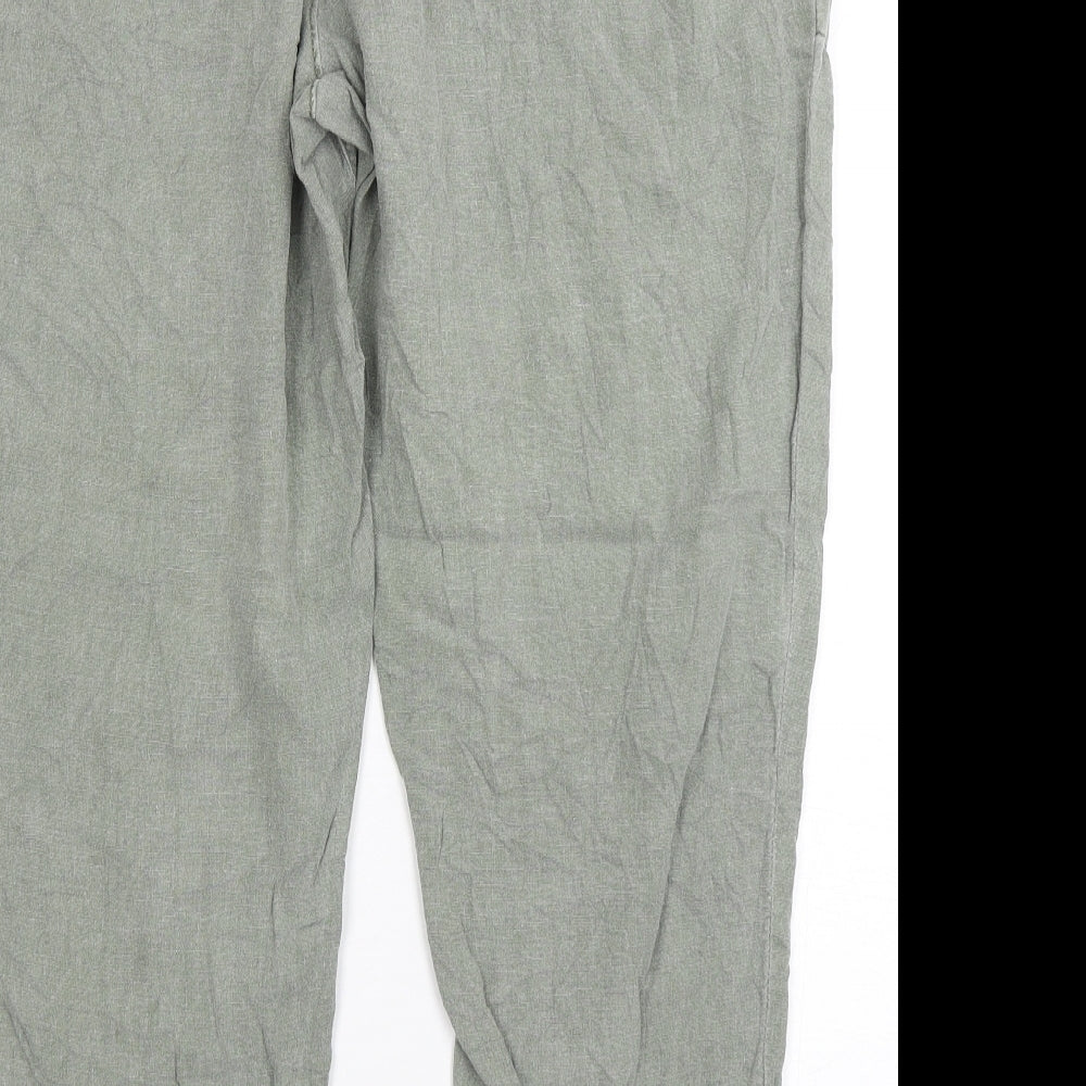 Principles  Womens Green  Linen Cropped Trousers Size 14 L27 in Regular