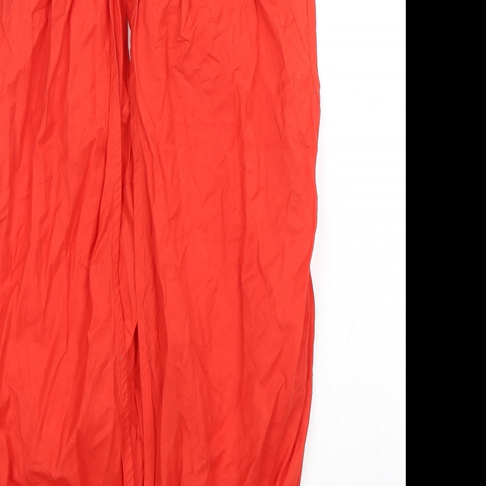 Topshop Womens Red  Cotton Basic Blouse Size 10 Mock Neck