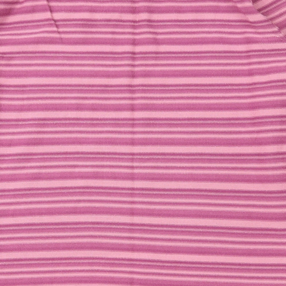 Bonmarché Womens Pink Round Neck Striped Acrylic Pullover Jumper Size M