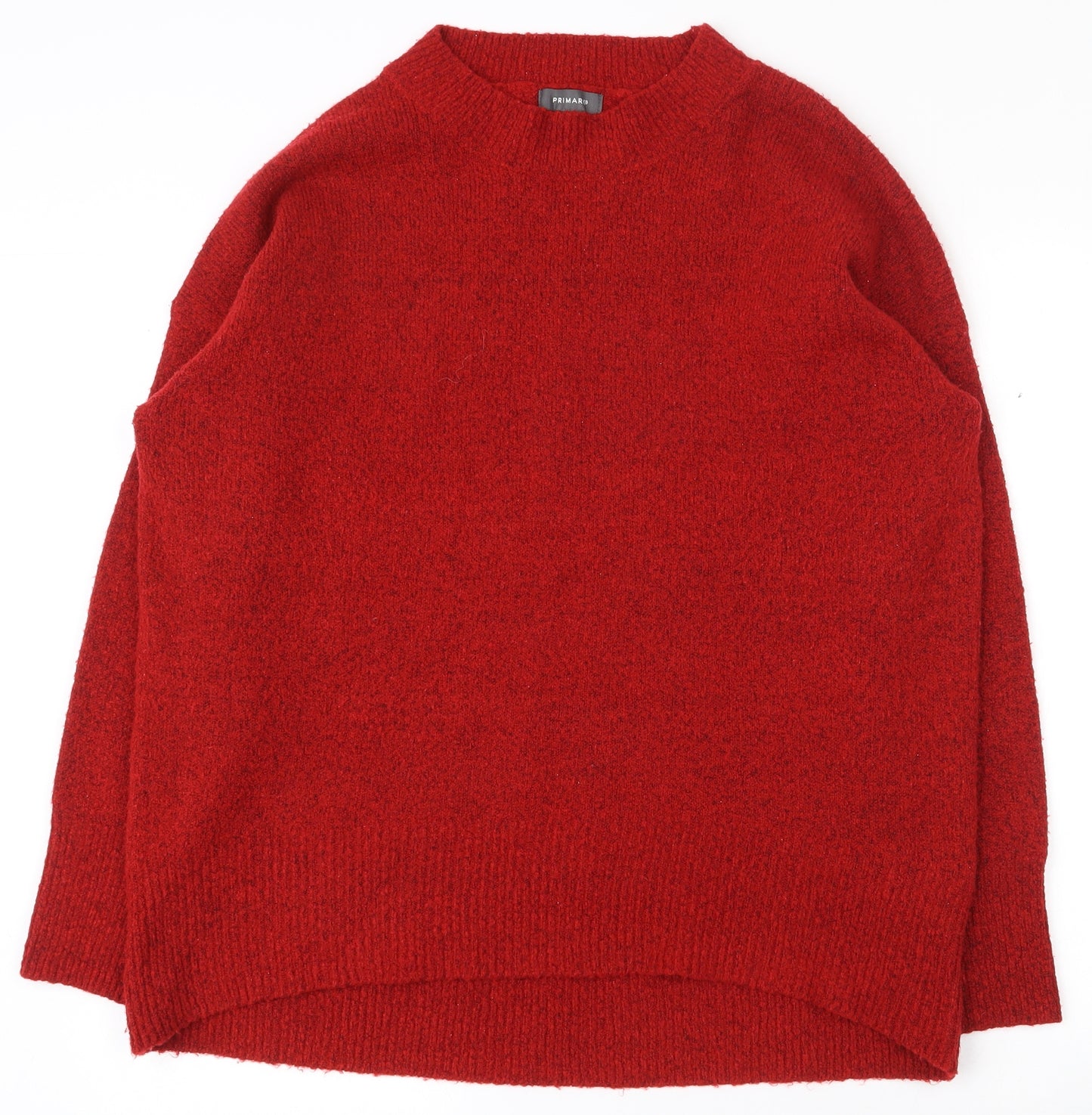 Primark Womens Red Round Neck  Acrylic Pullover Jumper Size 10