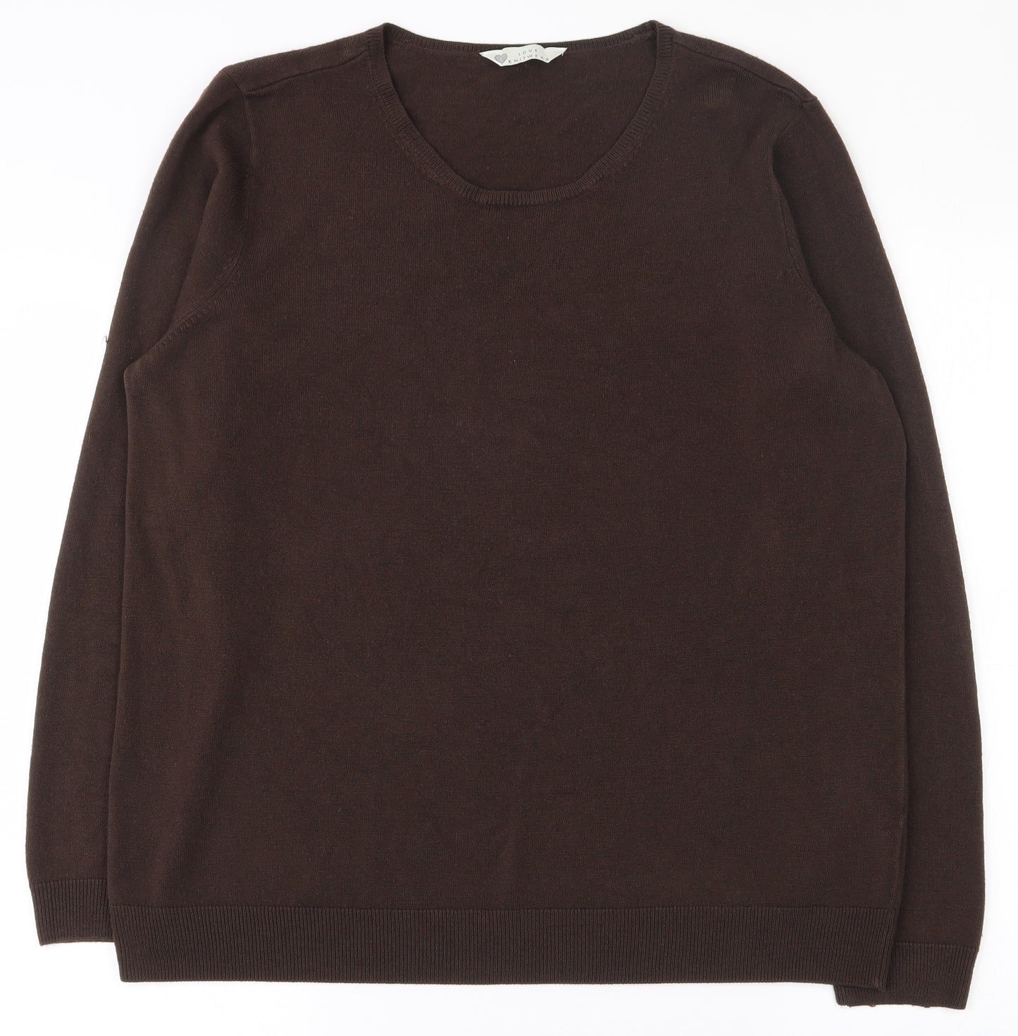 BHS Womens Brown Scoop Neck  Acrylic Pullover Jumper Size 18