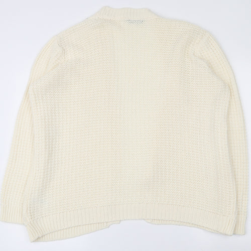 Dorothy Perkins Womens Ivory V-Neck  Acrylic Cardigan Jumper Size L