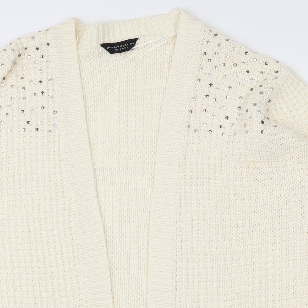 Dorothy Perkins Womens Ivory V-Neck  Acrylic Cardigan Jumper Size L