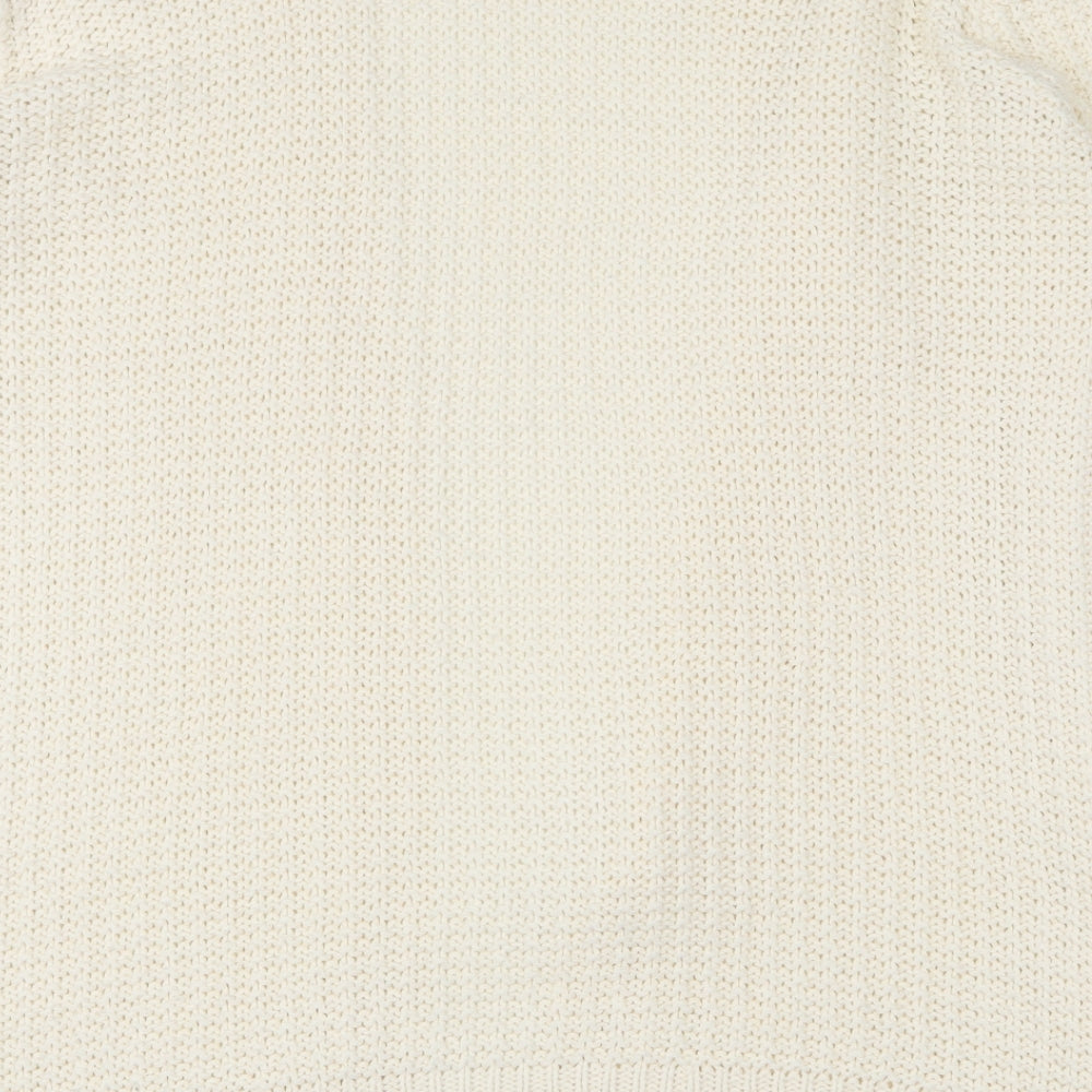 Dorothy Perkins Womens Ivory V-Neck  Acrylic Cardigan Jumper Size L