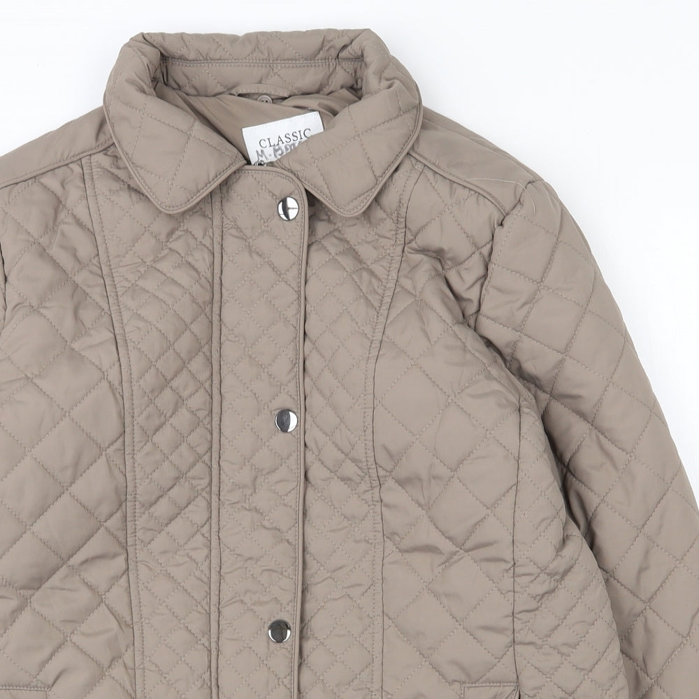 Marks and Spencer Womens Brown   Quilted Coat Size 12  Zip