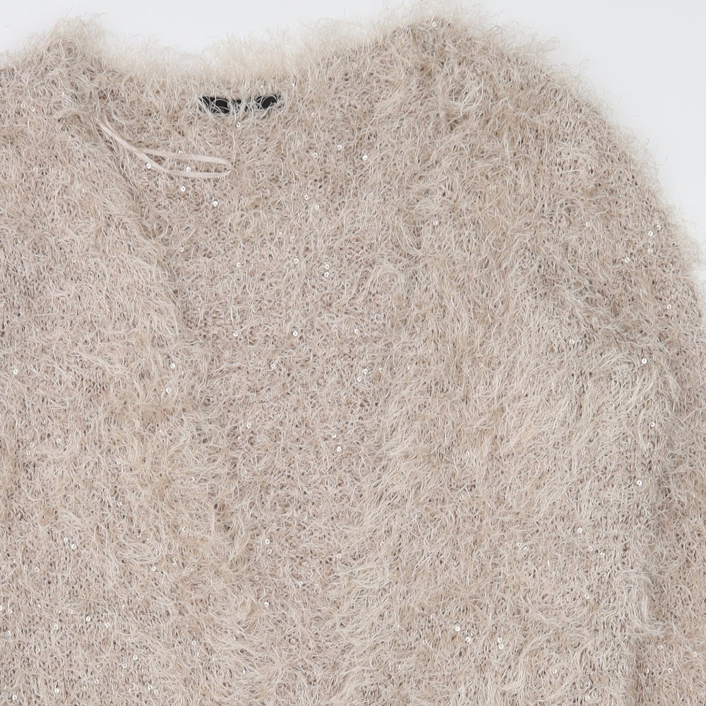 George Womens Pink V-Neck  Polyester Cardigan Jumper Size 16