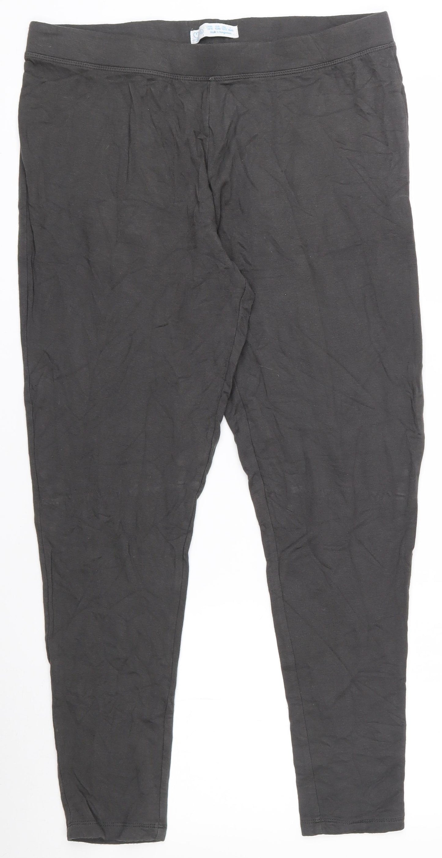 Primark Womens Grey  Viscose Pedal Pusher Leggings Size 14 L26.5 in
