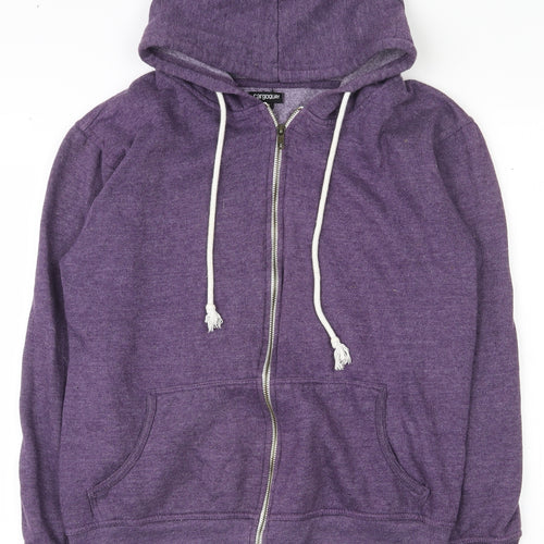 cargoquay Mens Purple  Cotton Full Zip Hoodie Size S