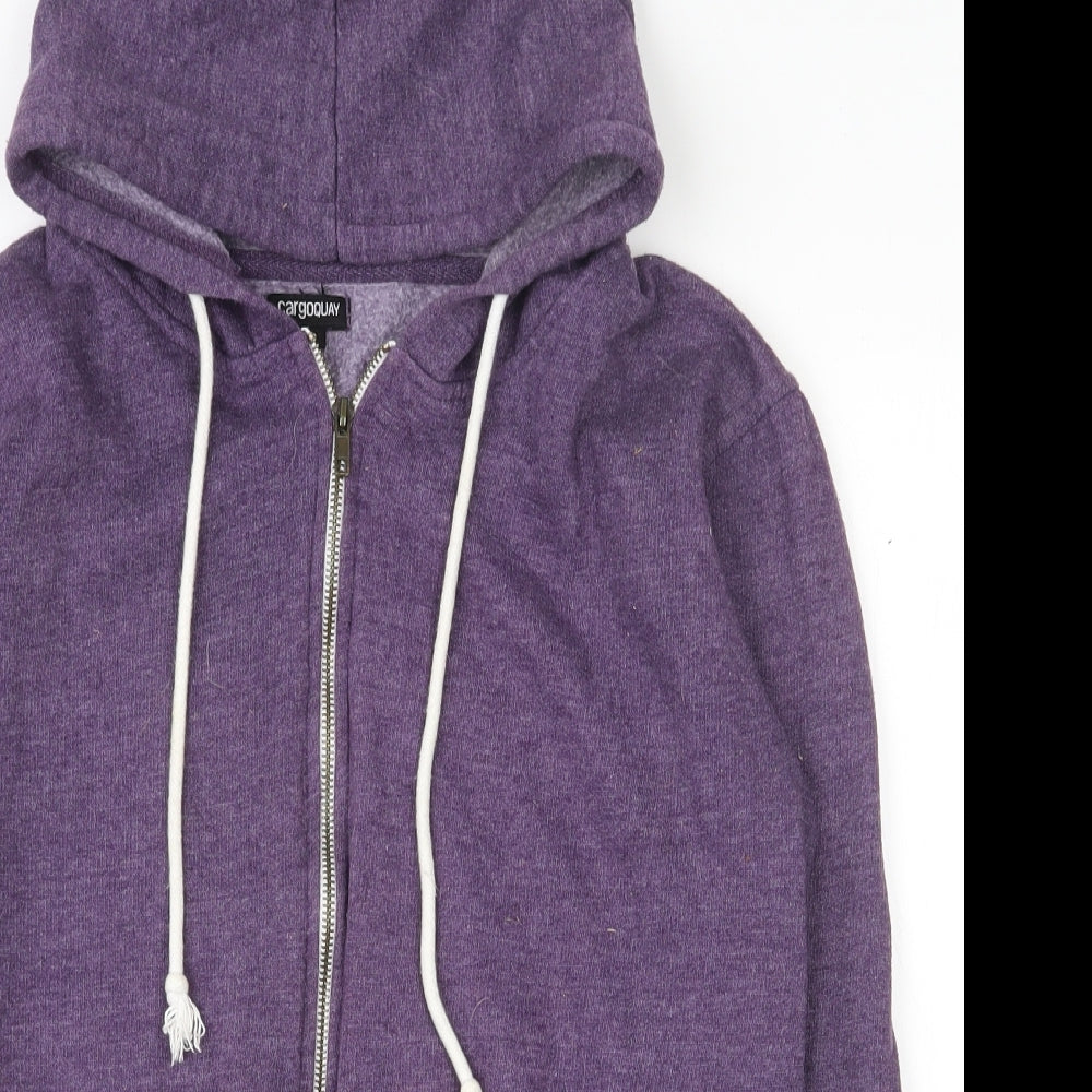 cargoquay Mens Purple  Cotton Full Zip Hoodie Size S