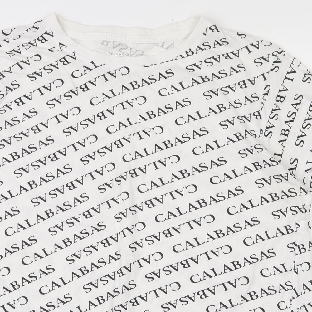 Primark Womens White  100% Cotton Basic T-Shirt Size 12 Round Neck