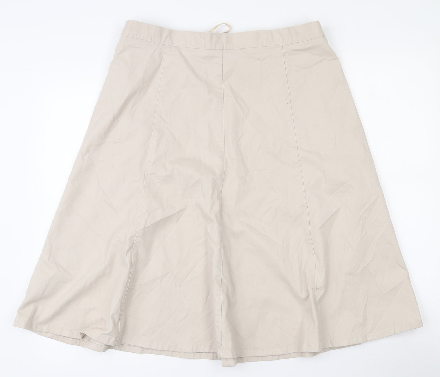 Damart Womens Beige  Cotton Flare Skirt Size 16   Zip
