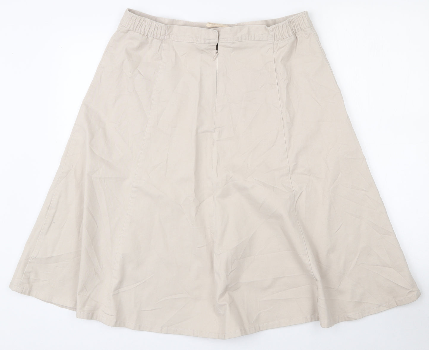 Damart Womens Beige  Cotton Flare Skirt Size 16   Zip