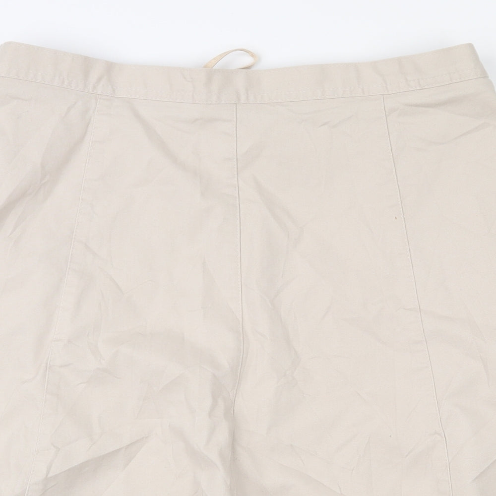 Damart Womens Beige  Cotton Flare Skirt Size 16   Zip