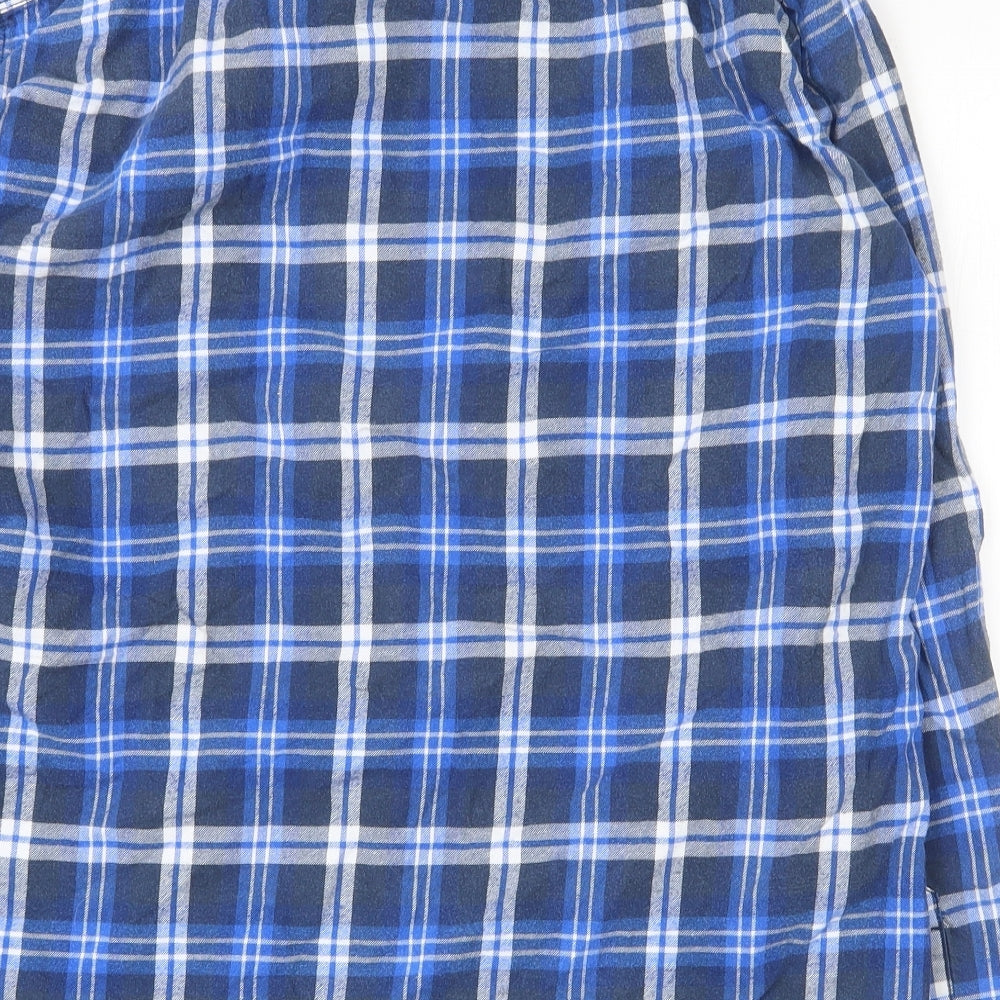 celio* Mens Blue Plaid Cotton  Button-Up Size XL Collared Button