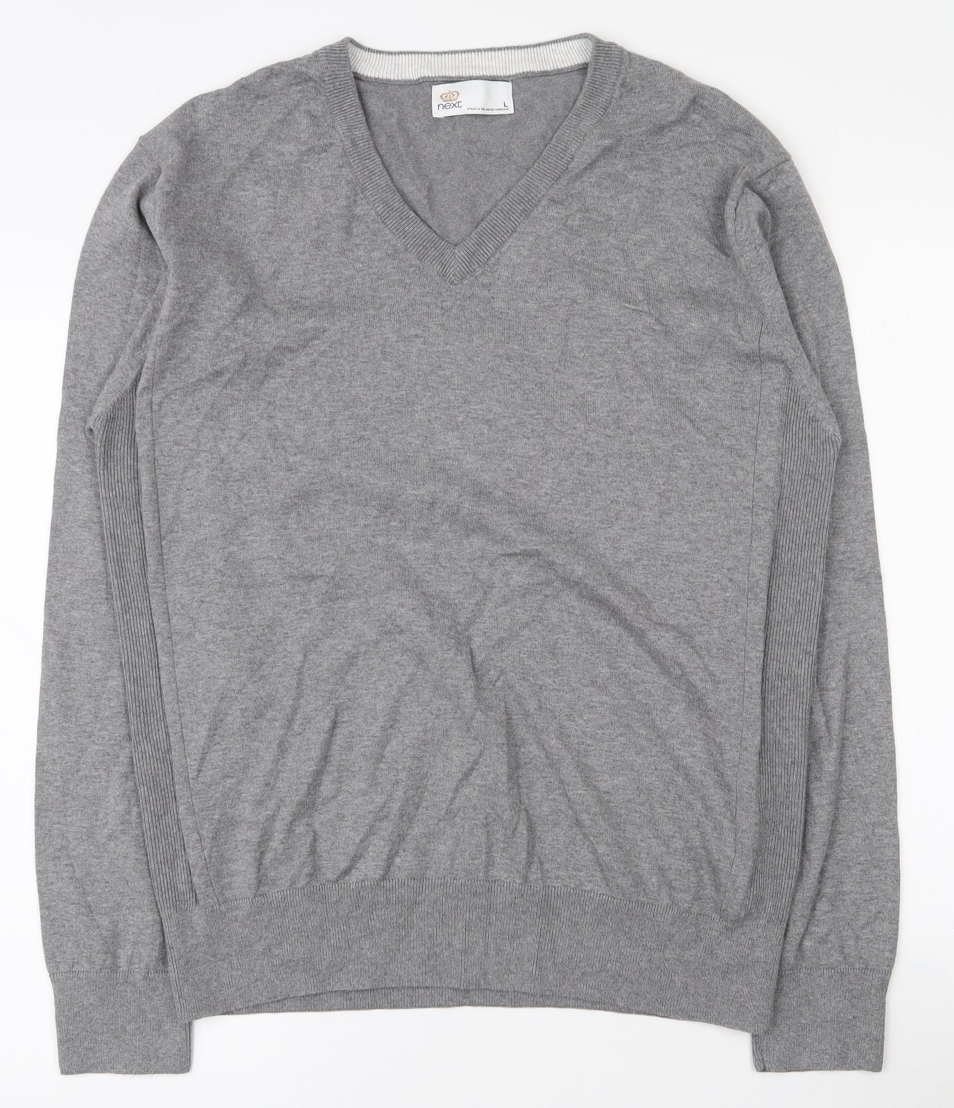 NEXT Mens Grey V-Neck  Nylon Pullover Jumper Size L