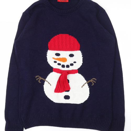 Xited Mens Blue Round Neck  Acrylic Pullover Jumper Size M   - Christmas jumper