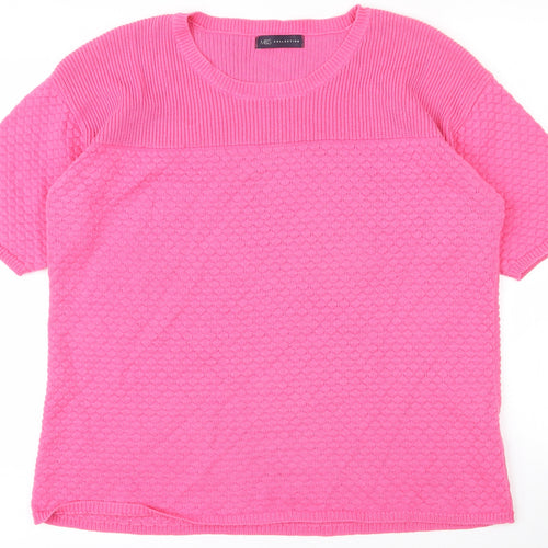 Marks and Spencer Womens Pink Round Neck  Cotton Pullover Jumper Size 20