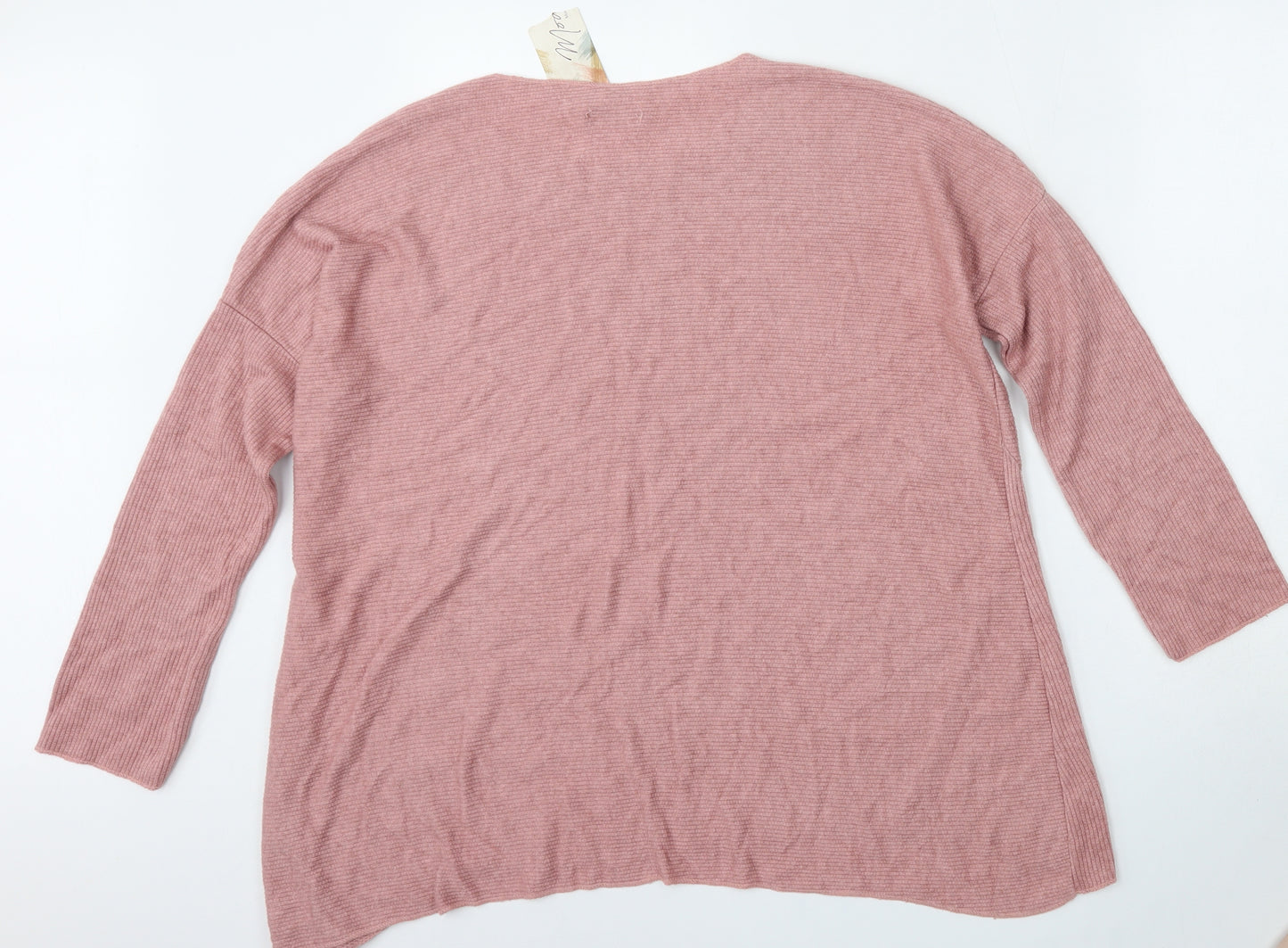 New Collection Womens Pink Round Neck Striped Viscose Pullover Jumper Size L