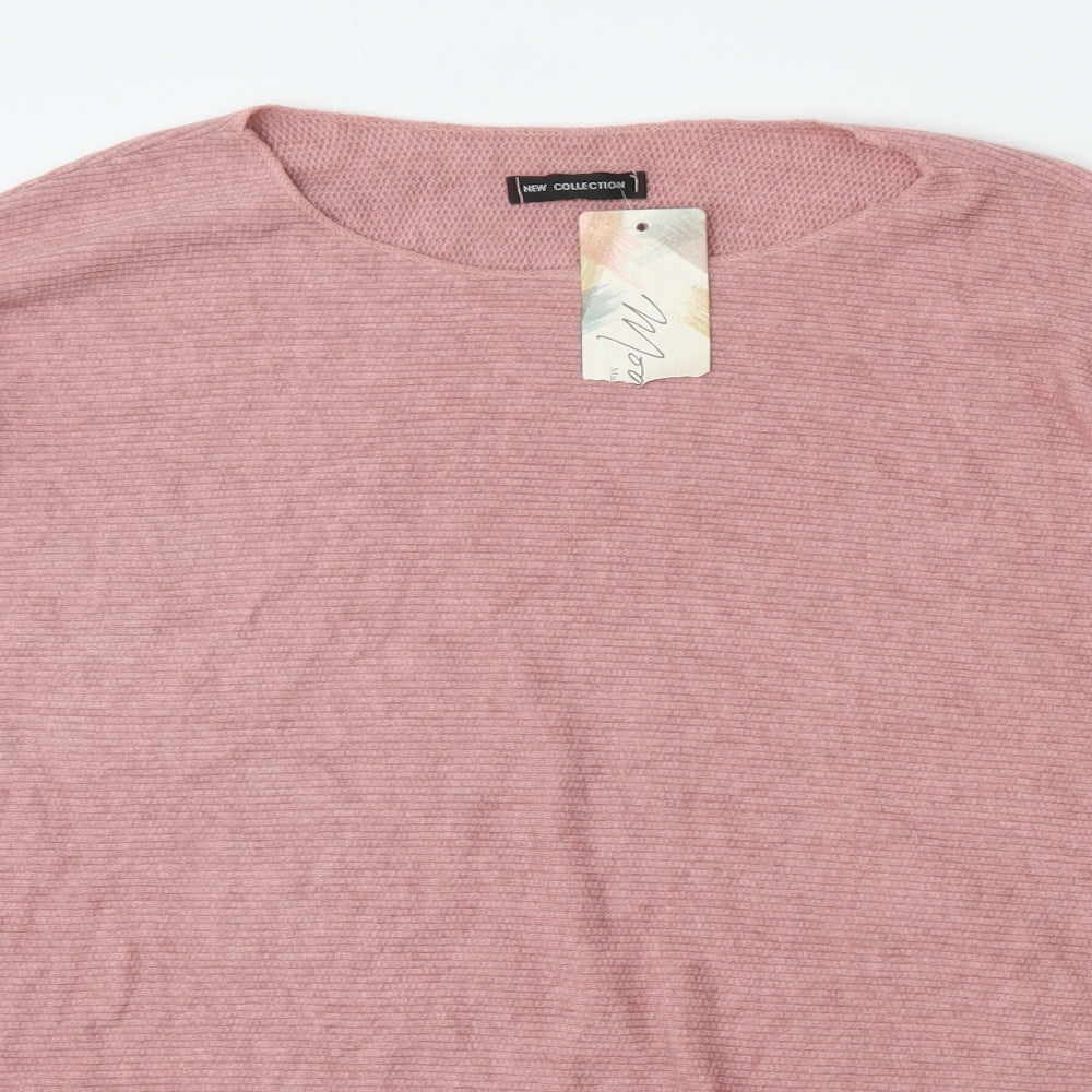 New Collection Womens Pink Round Neck Striped Viscose Pullover Jumper Size L