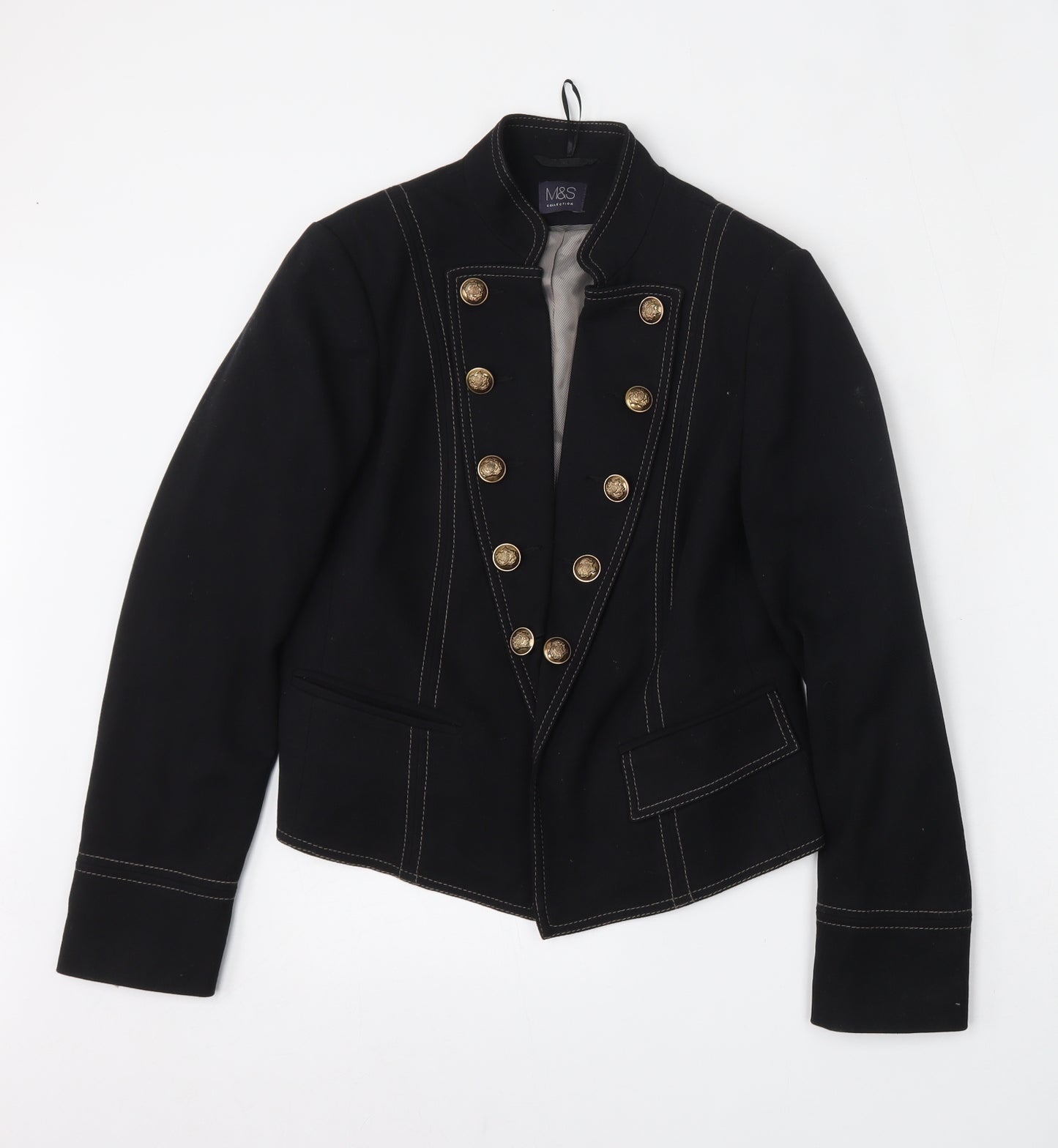 Marks and Spencer Womens Blue   Military Jacket Jacket Size 8  Button