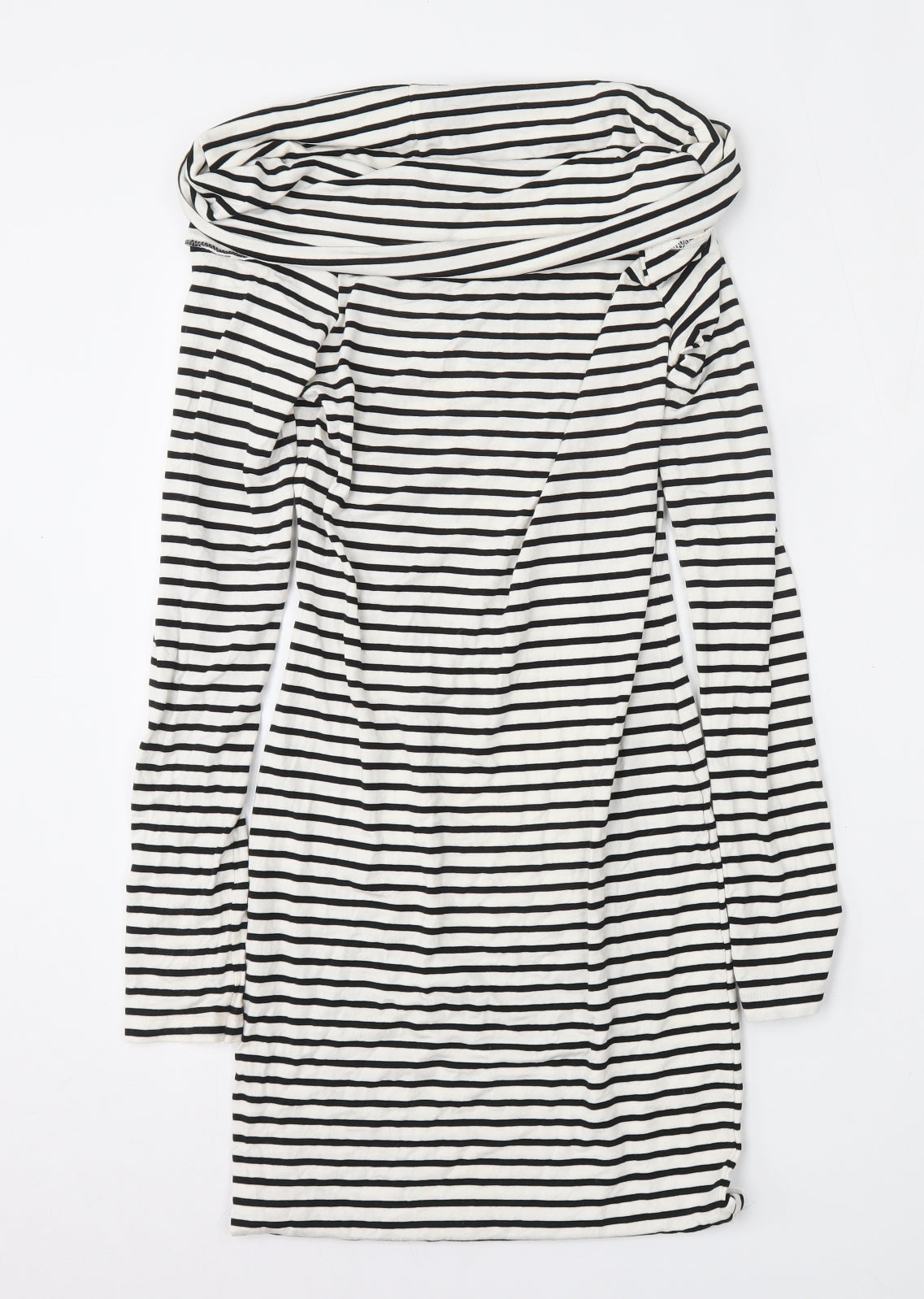 ASOS Womens Multicoloured Striped Viscose T-Shirt Dress  Size 8  Roll Neck