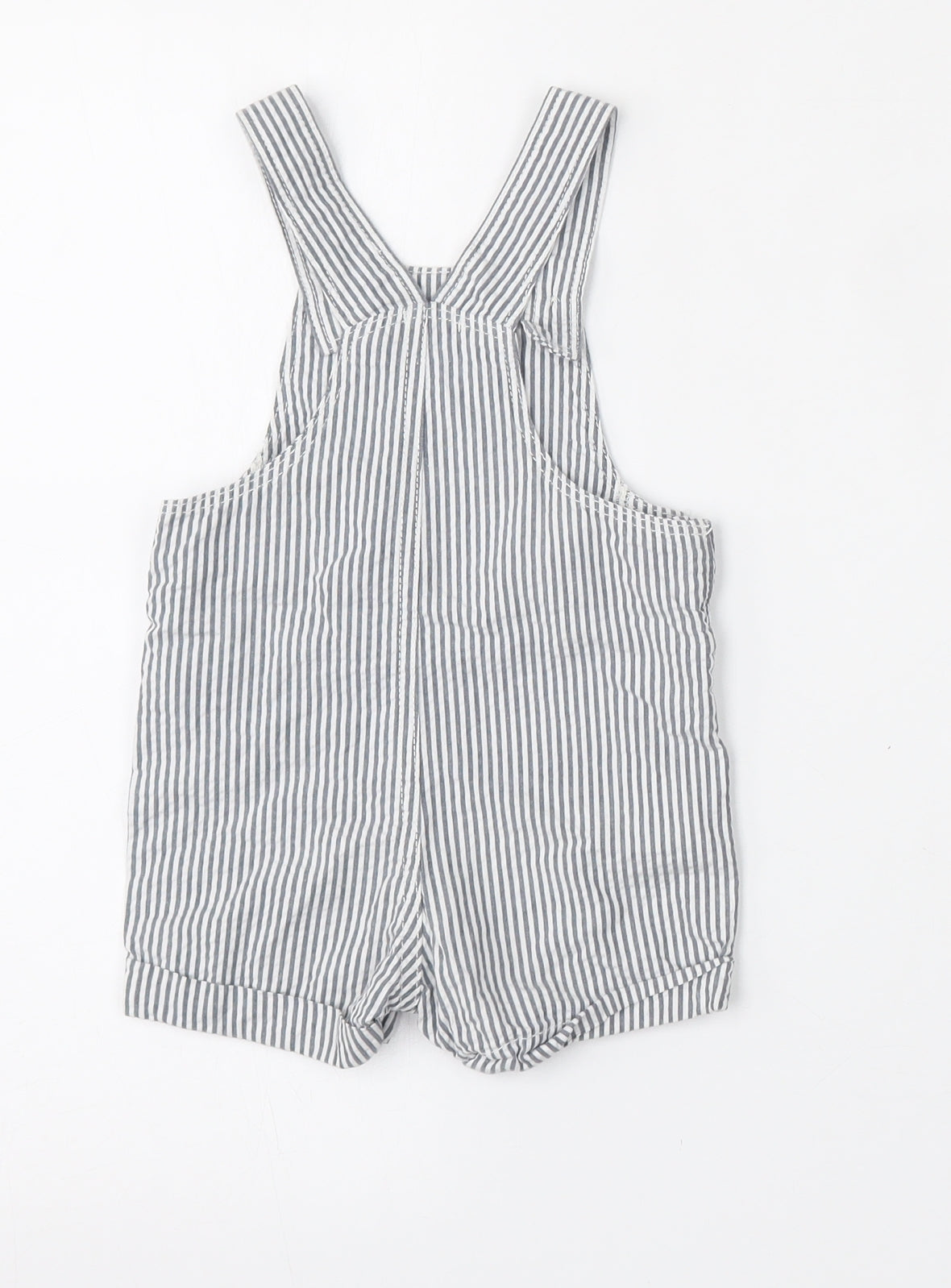 United Colors of Benetton Girls Multicoloured Striped Cotton Dungaree One-Piece Size 6-9 Months  Button