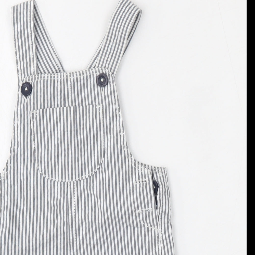 United Colors of Benetton Girls Multicoloured Striped Cotton Dungaree One-Piece Size 6-9 Months  Button
