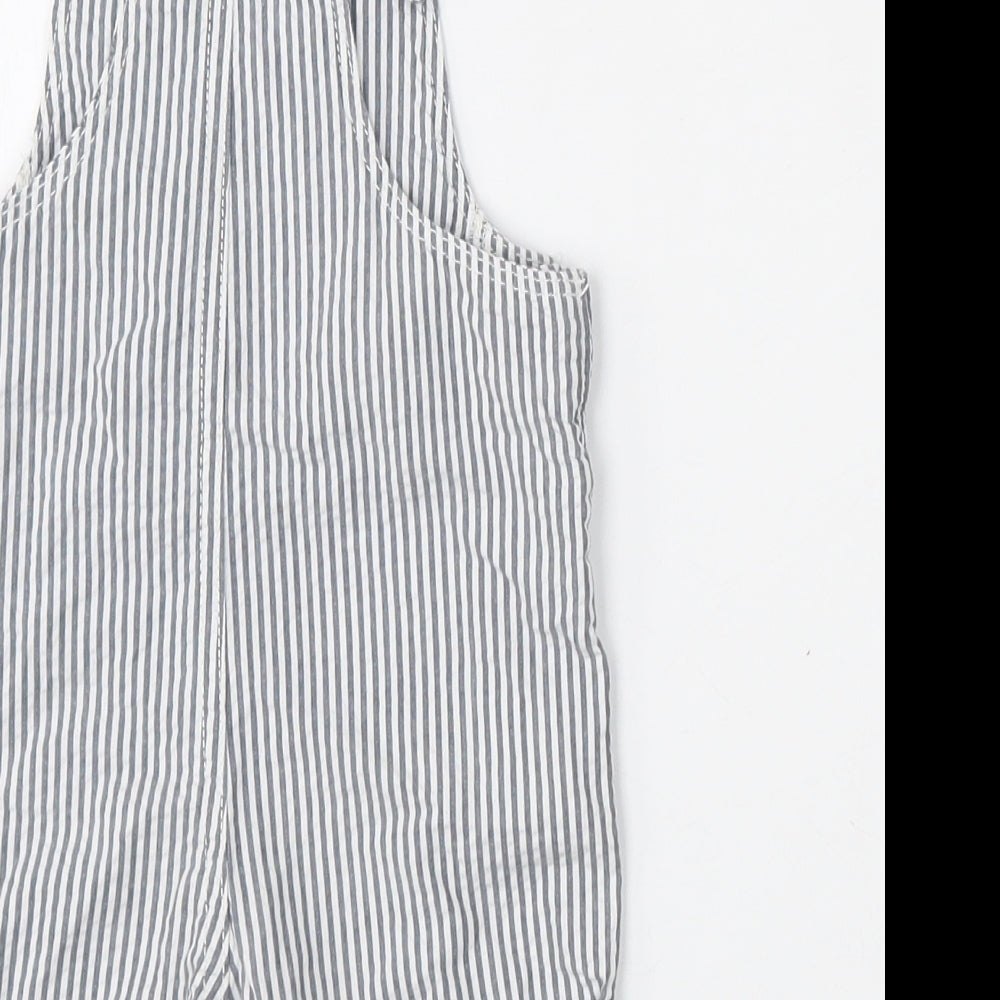 United Colors of Benetton Girls Multicoloured Striped Cotton Dungaree One-Piece Size 6-9 Months  Button
