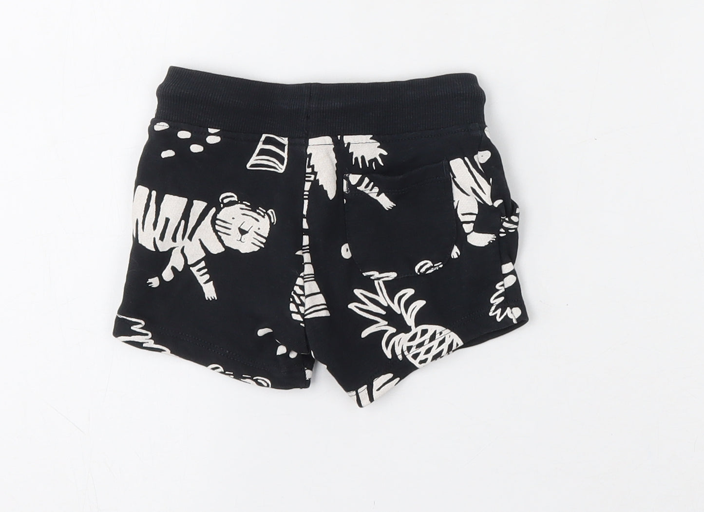 NEXT Boys Blue Geometric Cotton Cropped Trousers Size 6-9 Months  Drawstring