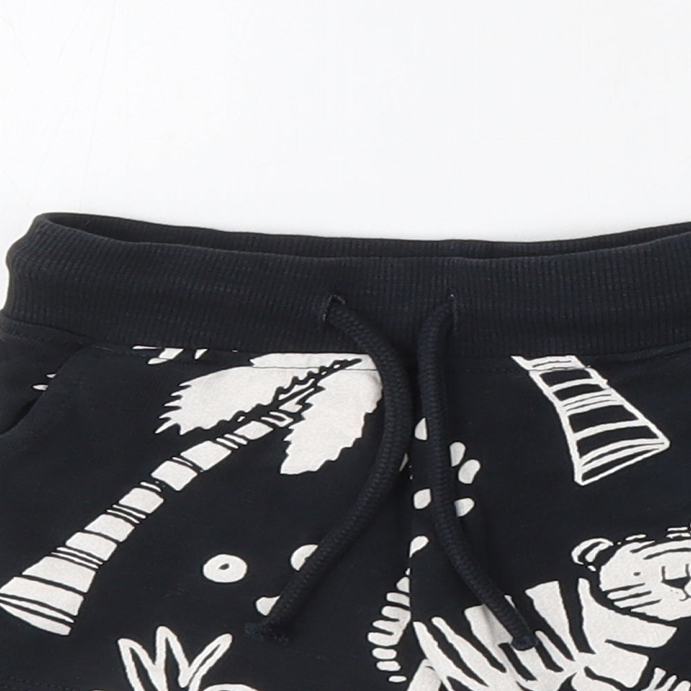 NEXT Boys Blue Geometric Cotton Cropped Trousers Size 6-9 Months  Drawstring