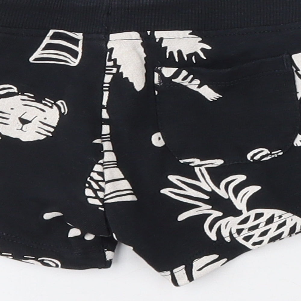 NEXT Boys Blue Geometric Cotton Cropped Trousers Size 6-9 Months  Drawstring