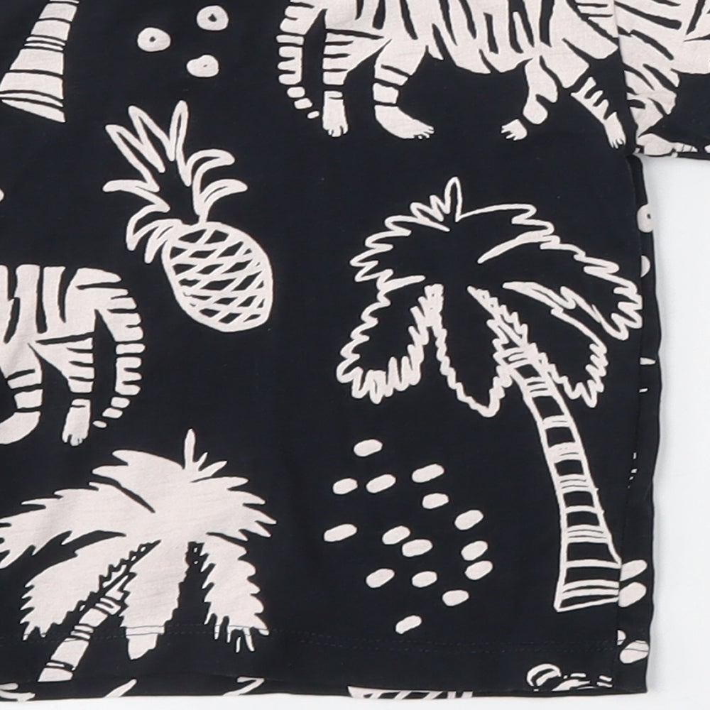 NEXT Boys Black Geometric Cotton Basic T-Shirt Size 6-9 Months Round Neck