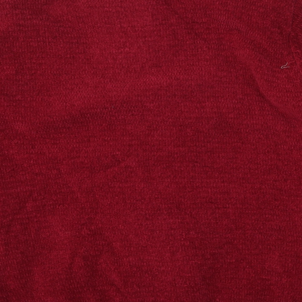REFLECT knitwear Womens Red Round Neck Floral Acrylic Cardigan Jumper Size S