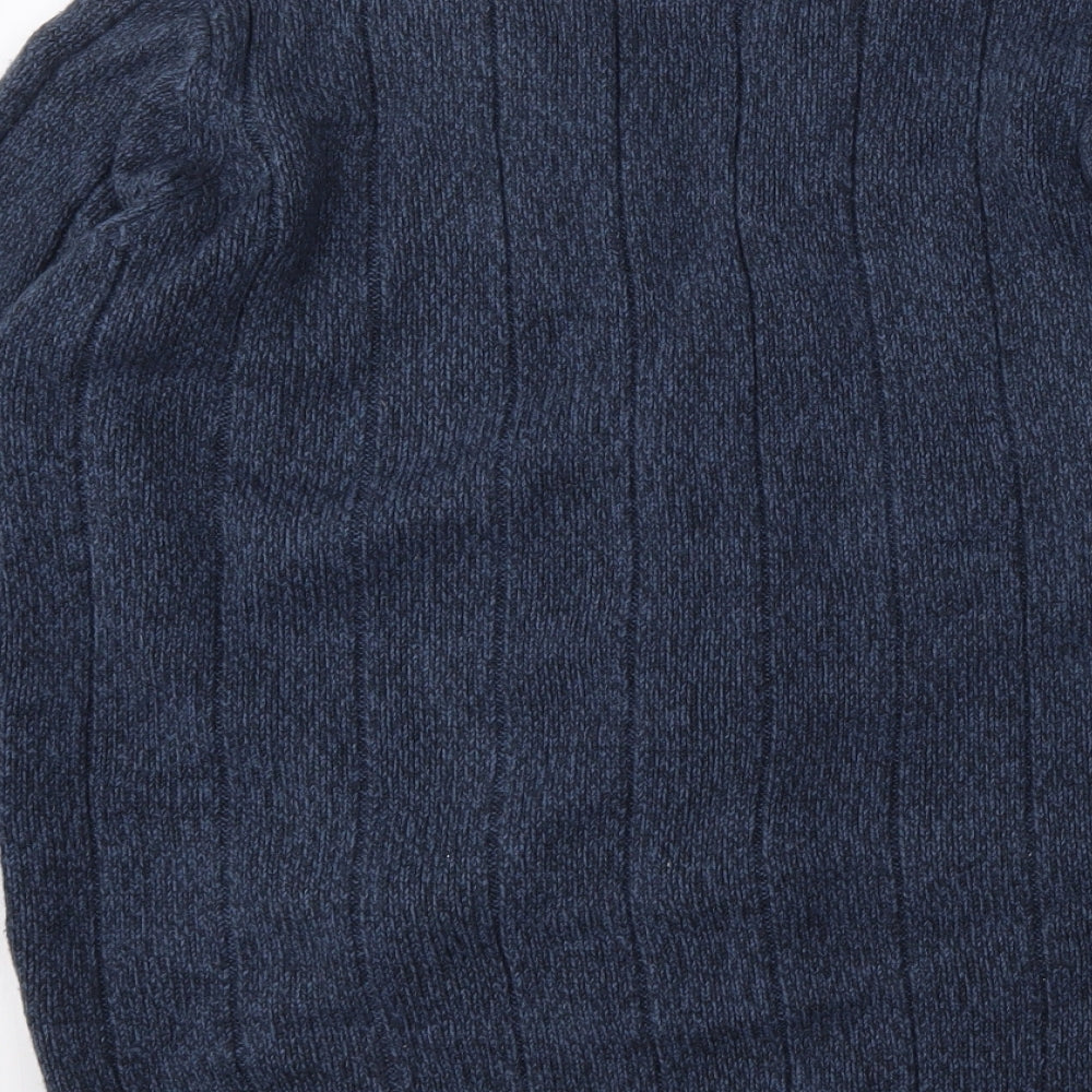 PG Field Mens Blue Round Neck  Acrylic Cardigan Jumper Size M