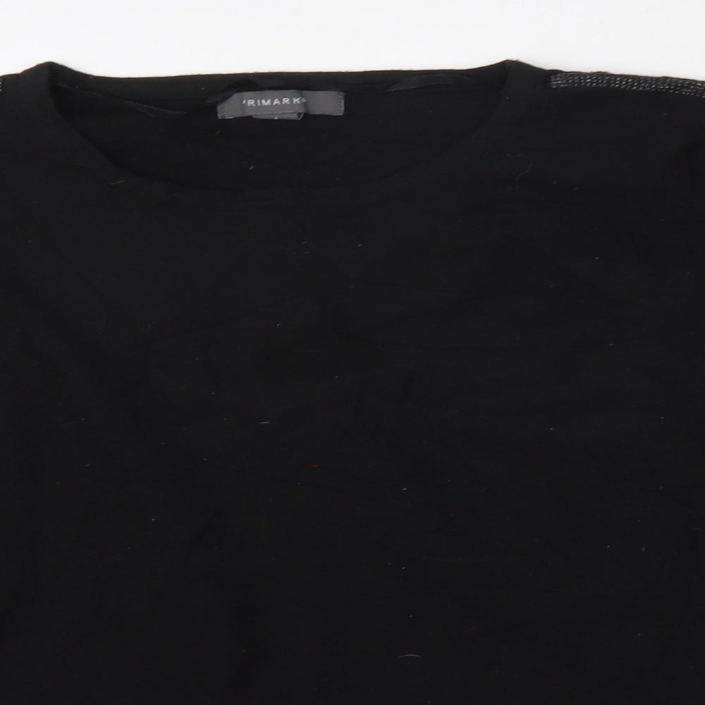 Primark Womens Black Round Neck  Polyester Pullover Jumper Size 14   - Studded arms